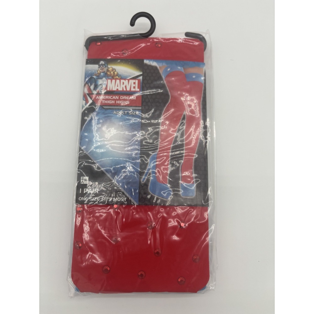 Captain Marvel Thigh High Stockings One Size HALLOWEEN Costume Cosplay Dress Up